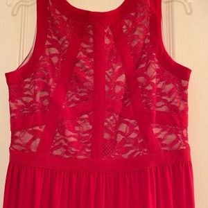 R&M Richards Long Red lace Evening Gown